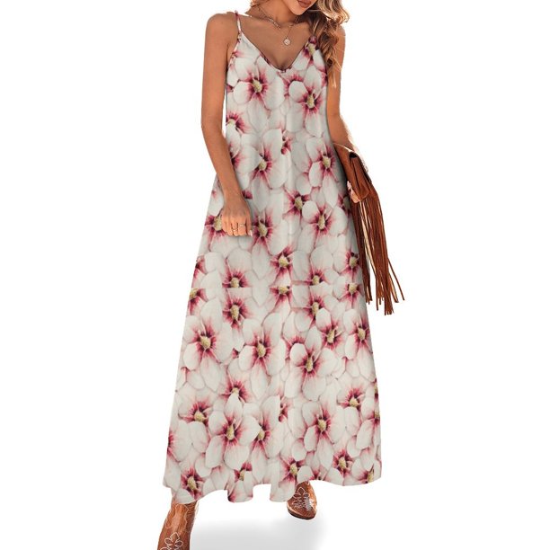 Nuevos vestidos bonitos con estampado floral rosa, vestidos de noche sin mangas, vestidos de noche de lujo para mujer