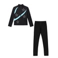 thumbnail image 5 of Aislor Girls Figure Skating Jacket Ice Ballet Dance Long Sleeve Jackets with Leggings for Competition Blue Green 11-12, 5 of 7
