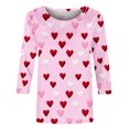 thumbnail image 4 of Viikei Womens Hoodies,Blouses for Women Fashion Casual,Women's Loose Medium Long Sleeve 3/4 Sleeve Valentine's Day Printed Crew-neck Top/shirt Multicolor S, 4 of 5