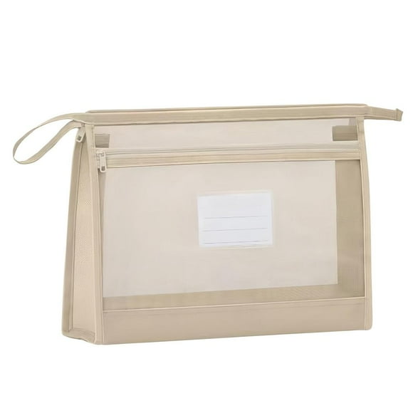 Feltree Double Layered Three-dimensional Subject File Storage Bag with Mesh Large Capacity Zipper Student Subject Bag Homework Paper Bag