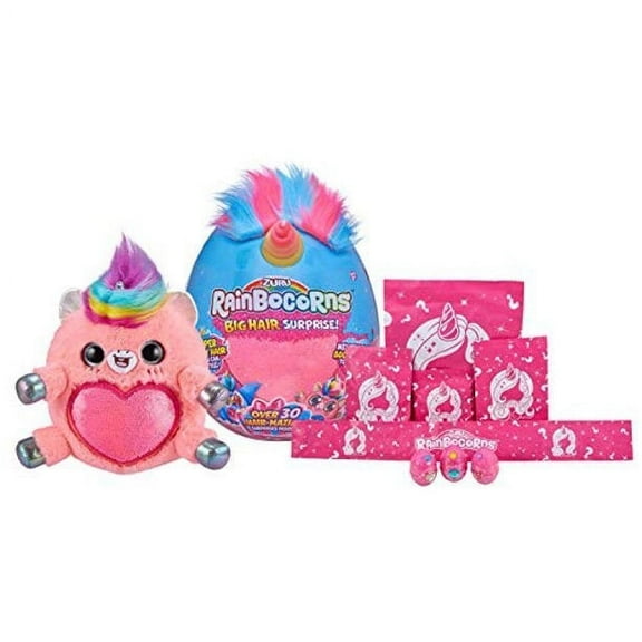 Rainbocorns Big Hair Surprise Unicorn Cuddle Plush Stuffed Animal - 30  Surprises, Collectible Baby Booboocorns, Hair Accessories, Charm Bracelets, Stickers and More, Ages 3 