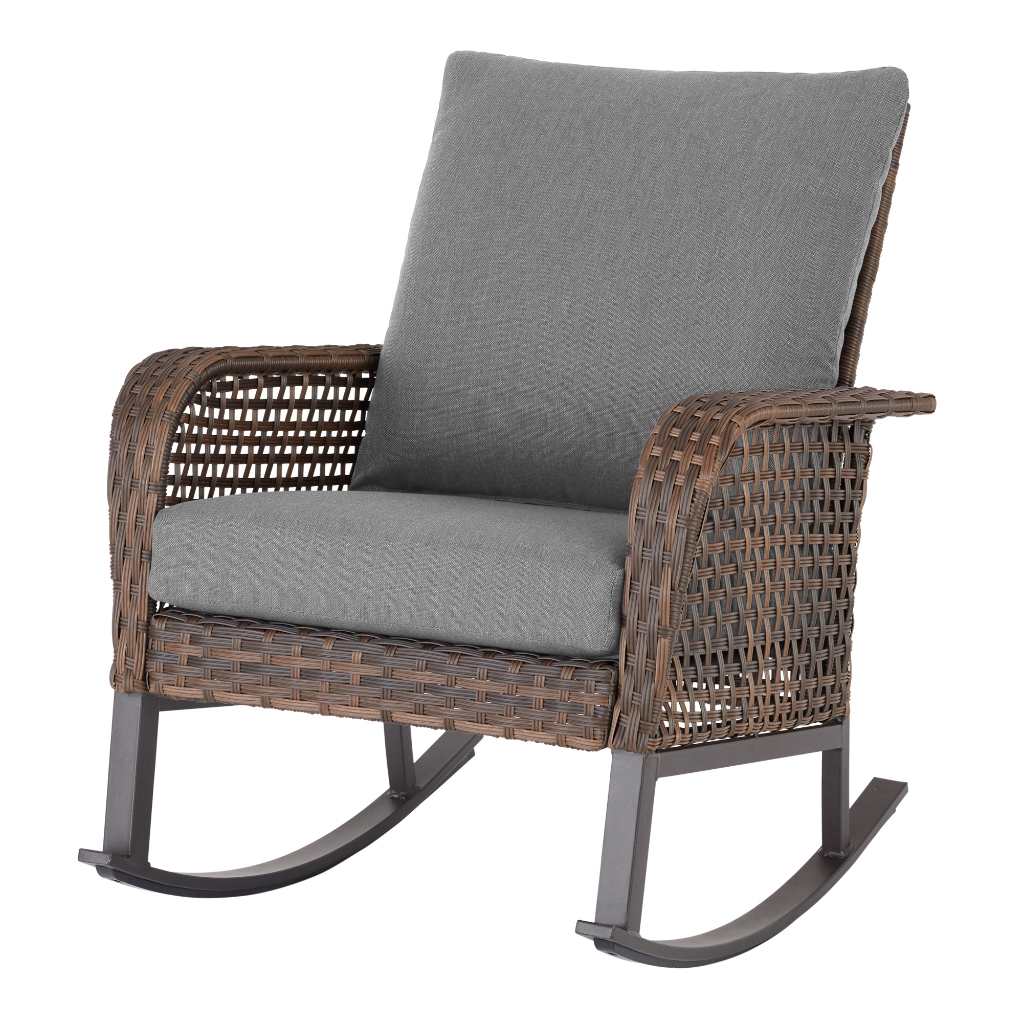 Mainstays Tuscany Ridge 3-Piece Wicker Rocking Chair Outdoor Bistro Set, Dark Gray - image 4 of 9
