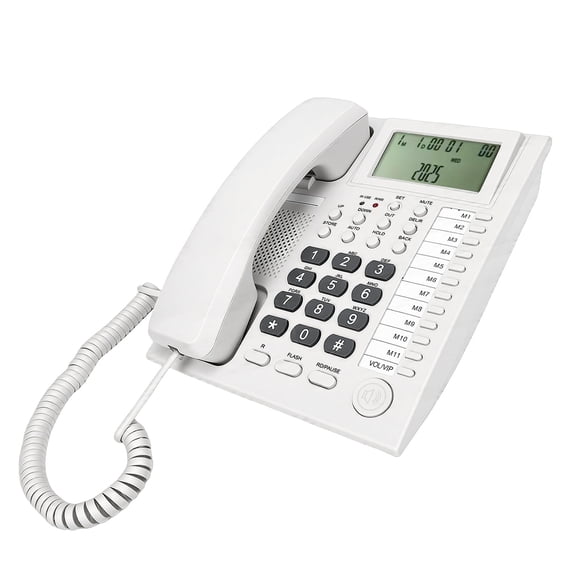 Corded Caller ID Telephone, Landline Home Phones with Backlight LCD Display & Speaker, Office Landline Phone, Loud Ringer & Volume Adjustable, Desktop Speed Memory Dial Telephones for Seniors