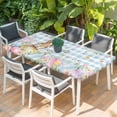 thumbnail image 2 of Easter Table Cloths for 5 Foot Rectangle Tables, Spring Rabbit Eggs Seasonal Flowers Blue Lattice Patio Waterproof Elastic Fitted Tablecloths, Washable Rectangular Table Cover for Camping, 2 of 8