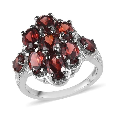 Black Spinel Oval Stainless Steel Cluster Ring for Women Jewelry Valentines Day Gifts Size 11 Ct 3.61