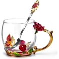 thumbnail image 1 of Regalos para mamá, mujeres, día de la madre, taza de café de vidrio esmaltada, los mejores regalos de cumpleaños con forma de mariposa y rosa para ella, de parte de su hija e hijo, calcetines de, 1 of 7