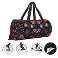 thumbnail image 5 of Xecao Colorful Floral2 print Round Travel Duffel Bag is a foldable gym bag with an inner pocket, perfect for travel sports, 5 of 8