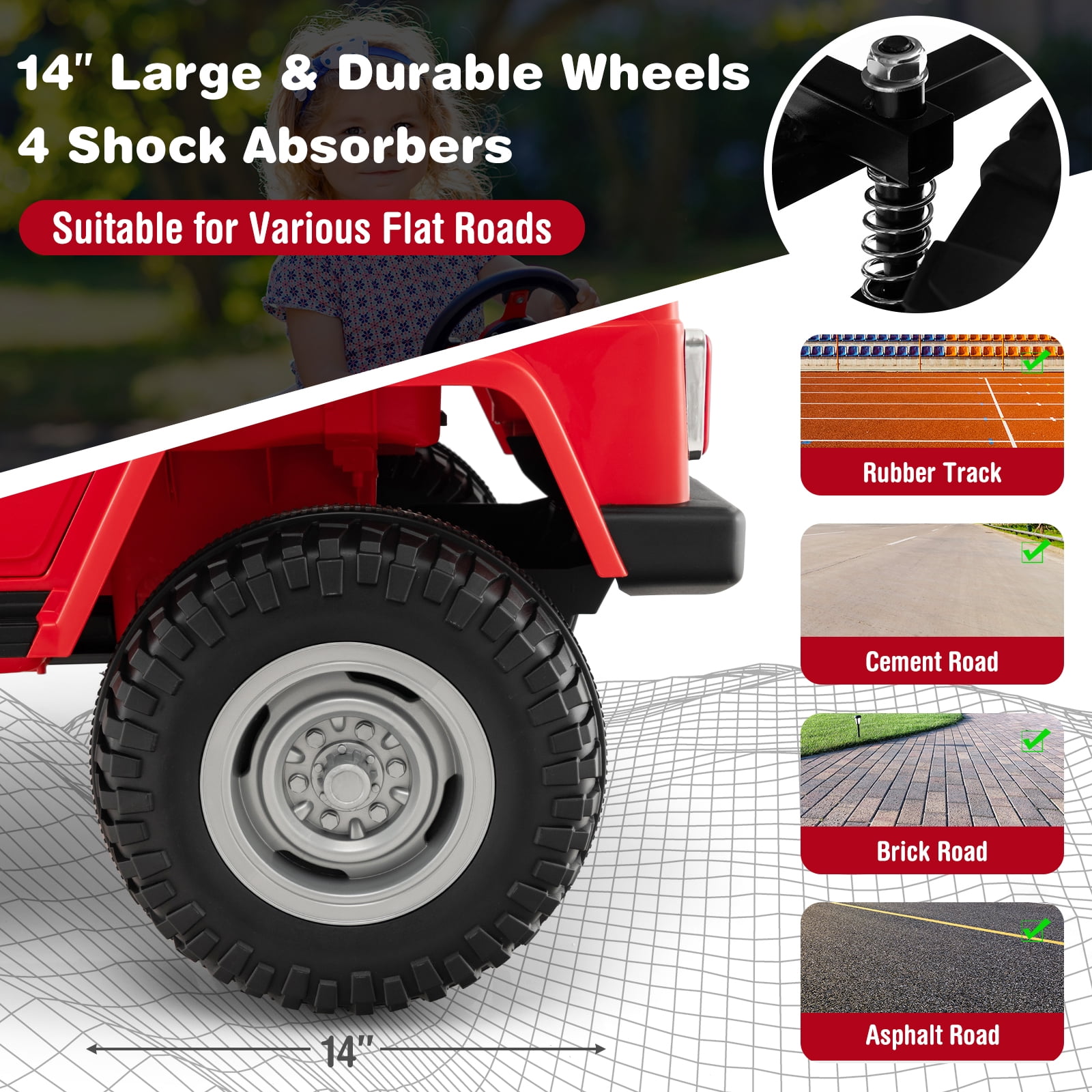 Infans 2 Seater Ride On Truck Car 12V Licensed Toyota FJ40 RC w/ Laser Light & Music
