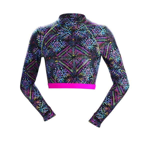 Dolfin Women's Revibe Print Cropped Mock Neck Long Sleeve Rash Guard