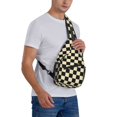 thumbnail image 7 of Sling Bag for Men, khaki black checkered Fanny Pack Crossbody Bags Shoulder Chest Bag, Small Gym Bag Anti Theft Crossbody Backpack Daypack for Travel Sports Running Hiking, 7 of 7