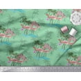 thumbnail image 2 of Soimoi Green Rayon Crepe Fabric Palm Tree, & Flamingo Bird Print Fabric by Yard 46 Inch Wide, 2 of 3