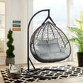 thumbnail image 6 of Patio 2 Seater Swing Egg Cushion Replacement Thickened Outdoor Hanging Basket Seat Cushion Pillow Foldable Hanging Egg Chair Back Cushions with Headrest Pillow Silver, 6 of 9