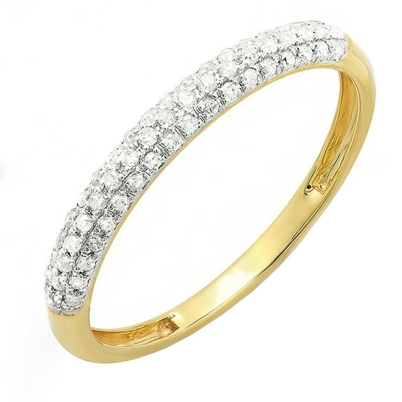 Dazzlingrock Collection 0.25 CT Round White Diamond Wedding Band for Her 14K Yellow Gold, Size 9