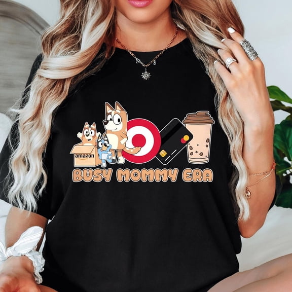 Busy Mommy Era Stuff Blue Dog Shirts, Blue Mom Shirt, Funny Mum Shirts Unisex S-5XL Hot Trending Shirt, Vintage Birthday Gift