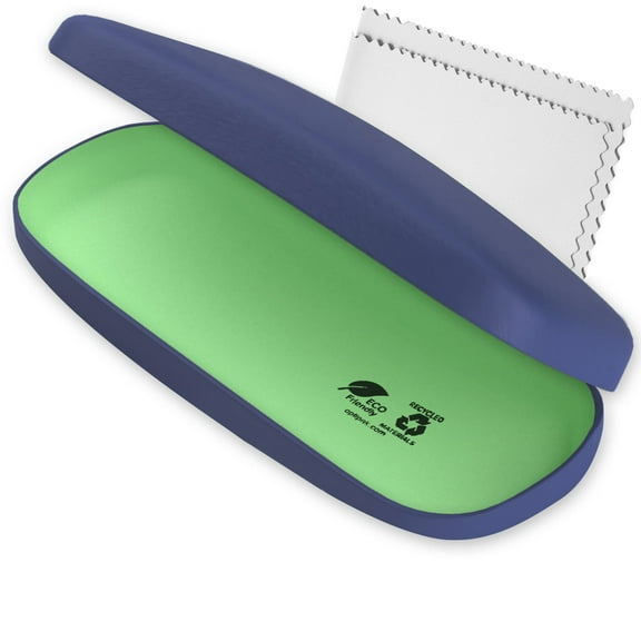 OPTIPAK Hard Shell Glasses Case - Eco-Friendly Eyeglass Holder with Microfiber Cleaning Cloth - Durable Brushed Eyeglasses Case (Pack of 1)