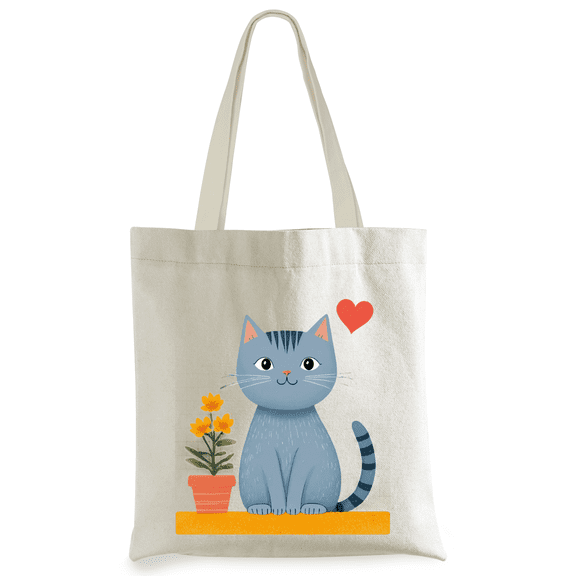 Cute Cat Canvas Tote Bag for Women Reusable Shopping Grocery Bag,Gift for Cat Ladies,Mom,Friend,13.6x14.8 Inch Carry All Bag