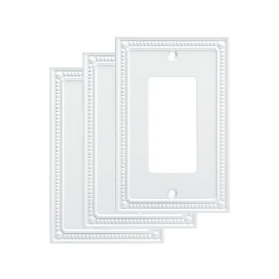 Franklin Brass Classic Beaded (3-Pack) Decorative Light Switch Cover Pure White 1-Gang Decorator/Rocker Wall Plate Electrical Outlet Guard W35060M-PW-C