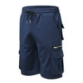 thumbnail image 6 of WREESH Men's Cargo Shorts Drawstring Elastic Waist Pocket Hoodie Overalls Sport Shorts Quarter Shorts Outdoor Workout Shorts Navy, 6 of 9