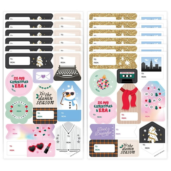 Big Dot of Happiness In My Christmas Era To and From Stickers, Assorted Gift Labels, Xmas Labels, To and From Christmas Gift Stickers, 12 Sheets, 120 Stickers