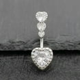 thumbnail image 2 of QQTDFG 925 Sterling Silver Hearts CZ Belly Button Navel Ring Piercing Bar Hawaii A4520-6.5mm, 2 of 9