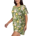 thumbnail image 2 of Fuzoiu Happy Easter Print Women's Short-Sleeved Pajama Set,Lounge Sleepwear Set,Womens Pajama Sets 2 Piece,Button-Up Top and Shorts with Pockets-Medium, 2 of 7