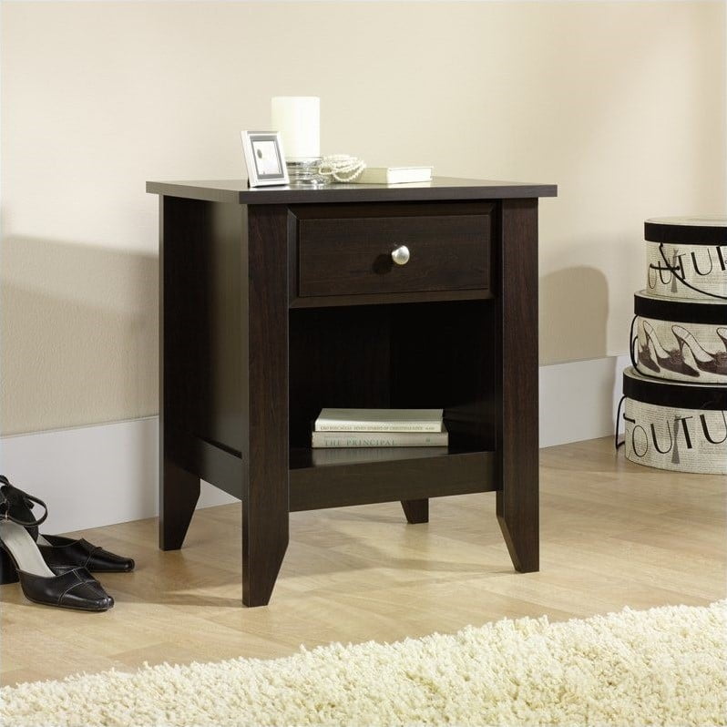 Sauder Shoal Creek Nightstand With Drawer Storage Shelf Jamocha Wood Finish Walmart Com Walmart Com