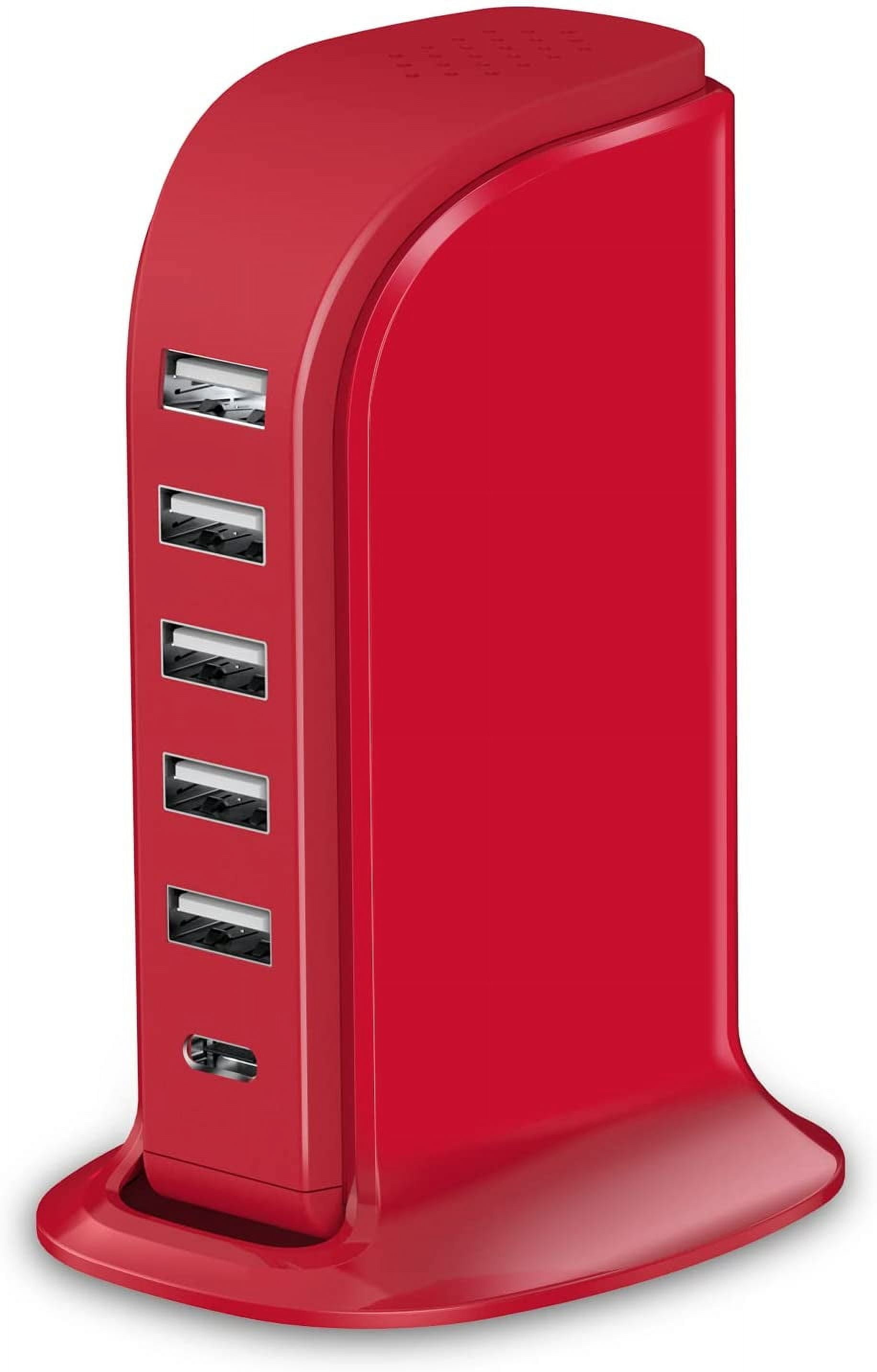 RGHJAR-USB Phone Charger 6 Ports 40W , Type C Wall Charger Smart 6A, Charging Tower with 5ft Power Cord, USB Power Adapter Fast Charging, Smart Home Device Charging Station, iPhone/Ipad Accessories