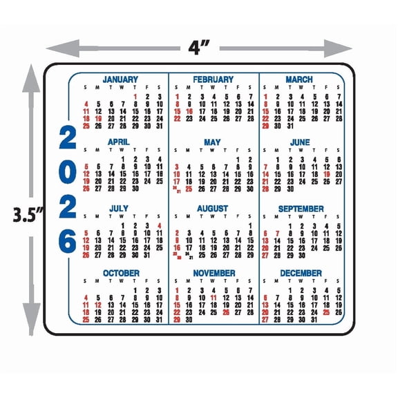 Small Magnetic Calendar, for Refrigerator or Any Metal Surface