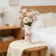 thumbnail image 4 of Bcylexb 6" Ceramic Bow Vase, Flower vase with Bow for Roses Artificial Flowers Cute Devorative Vase for Bathrooms Dressers Windowsills, 4 of 6