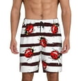 thumbnail image 2 of Daiia Ladybugs on Black and White Striped1 Mens Woven Stretch Pajama Short,Short Pajama Pants-4X-Large, 2 of 9