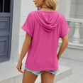 thumbnail image 3 of New Solid Color Button Hooded Short Sleeve T-Shirt - Loose Fit, Casual, 3 of 6