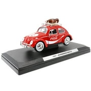 Motorcity Classics 424066 1966 Volkswagen Beetle Red Enjoy Coca-Cola with Roof Rack & Accessories 1-24 Diecast Model Car