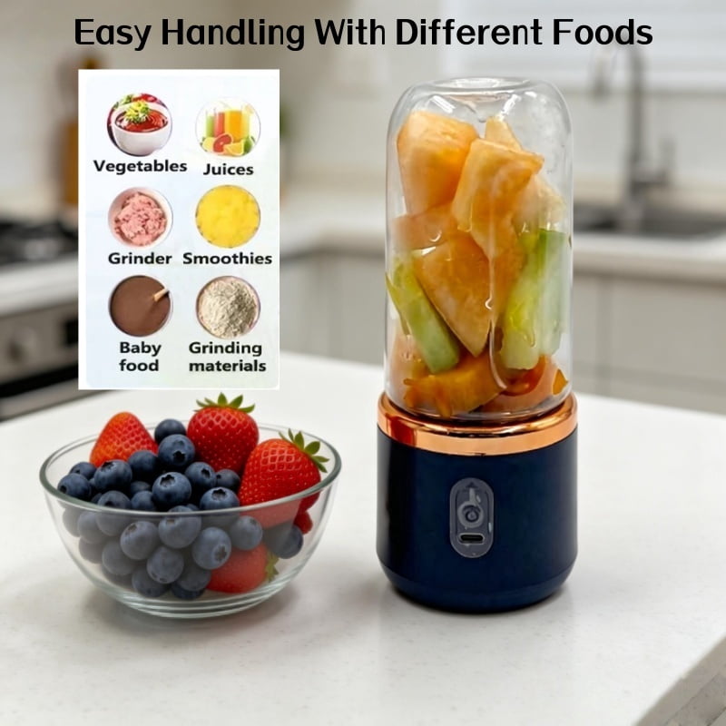 400ML Portable Electric Juicer 2 Cup Home Mini Multifunctional Wireless Blender USB Rechargeable Small Juice Cup Mixer Machine