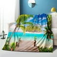 thumbnail image 4 of Ocean Beach Flannels Blanket,Tropical Palm Tree Hawaii Ocean Throw Blanket Super Soft Sunshine Beach Coastal Nature Themed Four Seasons Blanket(Ocean Blankets 3002-60"x50"), 4 of 4