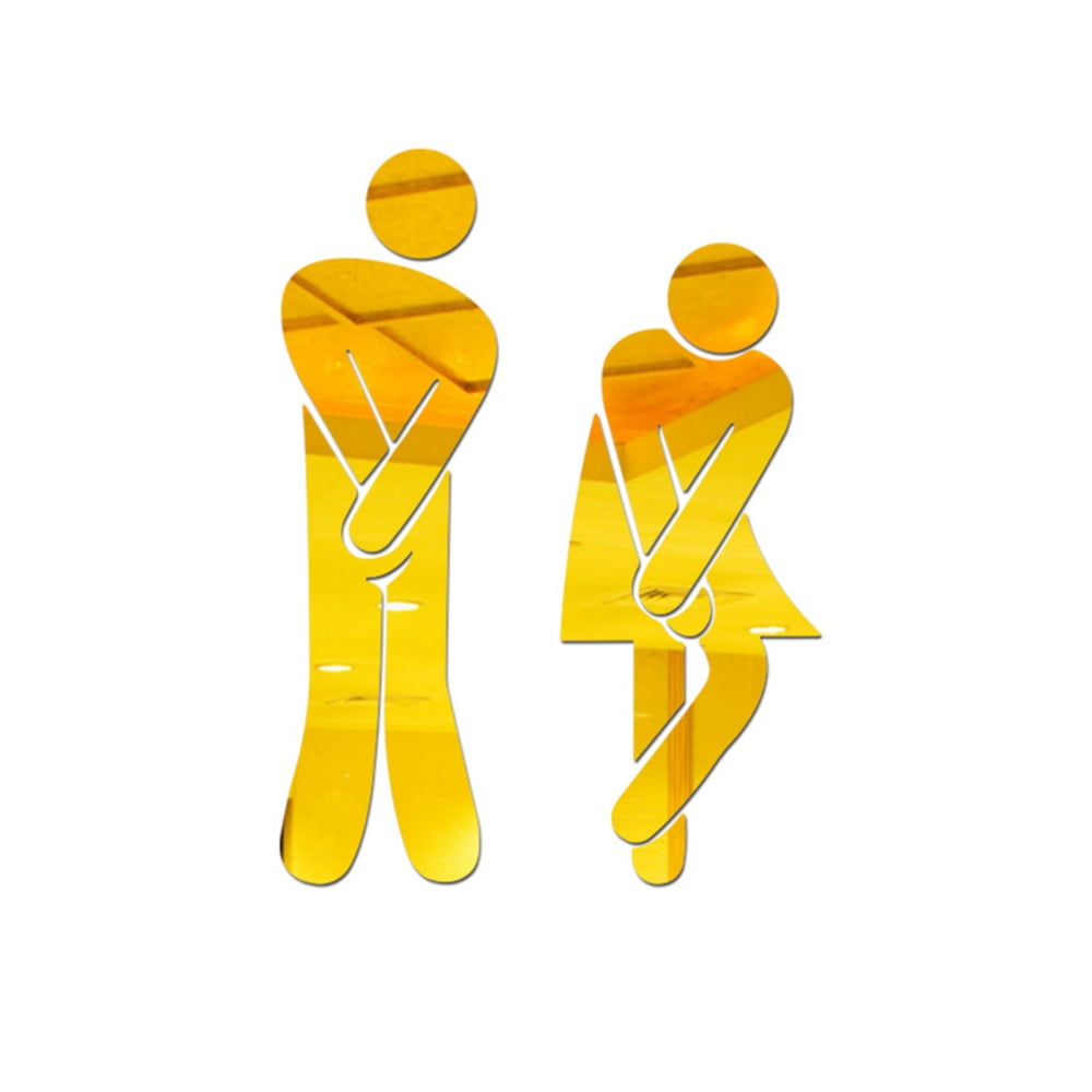 Plastic WC/Toilet/Bathroom/Washroom/Restroom Sign Door Wall Sticker Silver