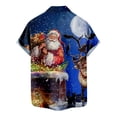 thumbnail image 5 of IROINNID Christmas Vacation T-shirt for Men Funny Print Button Up Red Shirt Hawaiian Xmas Vacation Gift Tops,Blue, 5 of 5