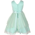 thumbnail image 2 of Little Girl Classy V Neck Chiffon Ruched Rhinestone Belt Easter Graduation Flower Girl Dress Mint 4, 2 of 3
