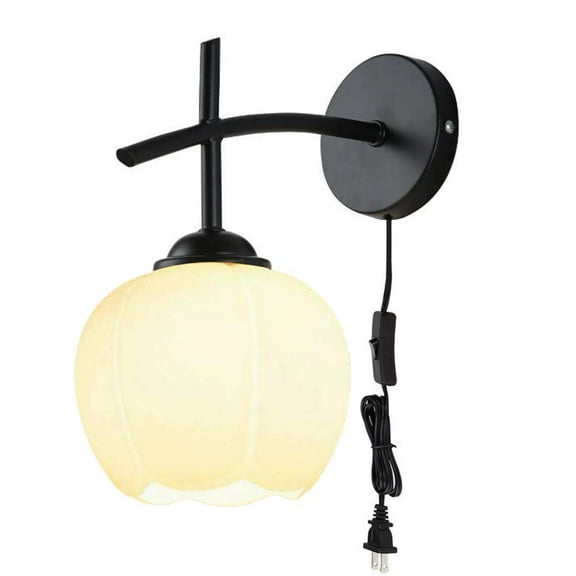 Kiven Plug-in House 1-Light Wall and Bath Light Fixture,Matte Black(Bulb not Included)