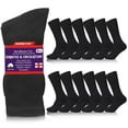 thumbnail image 2 of Diamond Star Diabetic Socks, Non-Binding Circulatory Cushion Cotton Crew Diabetic Socks for Men Women (Black - 12 Pairs, Socks Size 9-11, Fit Women's Shoe Size 5-10), 2 of 2