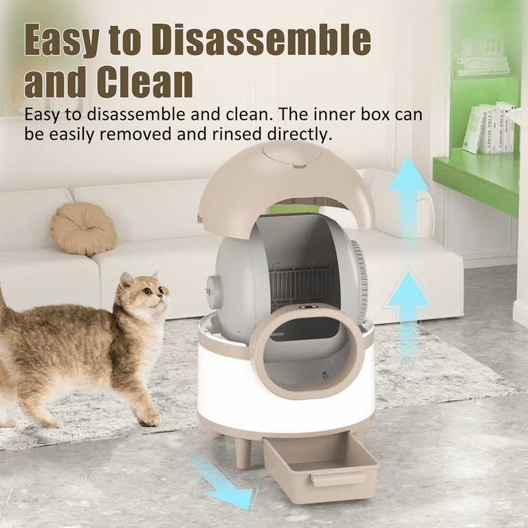 Self-Cleaning Litter Box For Cats – Automatic, Large Capacity, Enhanced Safety Sensors, Quiet Operation, Brown