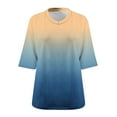 thumbnail image 5 of Tops for Women 3/4 Sleeve Gradient V-neck Printed T-shirt Plus Size Loose Blouse Gold M, 5 of 5