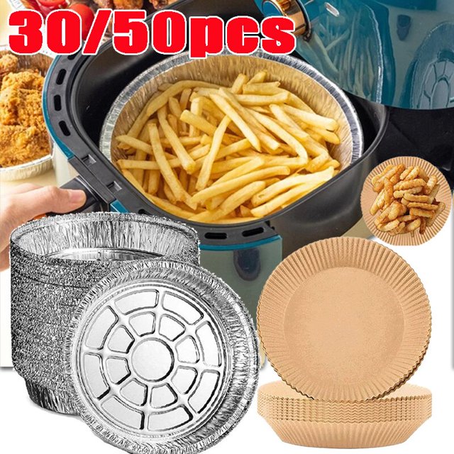 Doublure en papier parchemin de poulet pour friteuse à air, papier résistant à l'huile, polymères de cuisson antiadhésifs, accessoires carrés pour friteuse à air, 50 piècesStyle 1-6inch-50pcs He Qiyong unisex