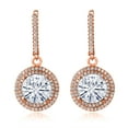 thumbnail image 2 of Gem Stone King 18K Rose Gold Plated Silver Dangle Earrings Set with 10.16cttw Moissanite (10.16 Cttw), 2 of 3