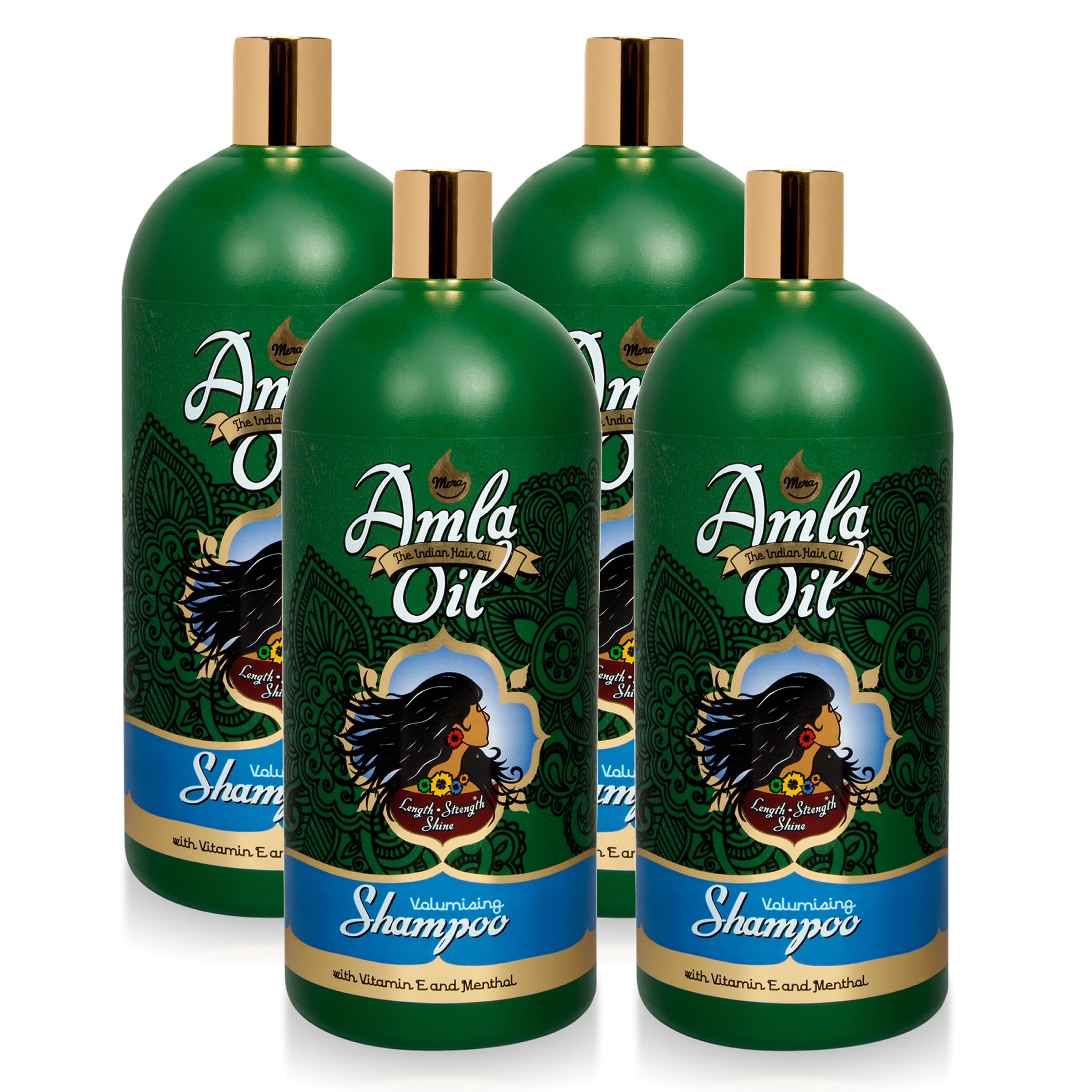 Mera Amla Indian Hair Oil Moisturizing Shampoo with Vit E (32oz) Pack of 4  