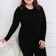 thumbnail image 4 of Rigardu Thermal Underwear for Women Crew Neckwomen's Thermal Underwear Long Top & Bottom Set Solid Color Mm Plus Plus Size Long Underwear Wool Plus Light Women's Thermal Underwear Sets Black L, 4 of 7