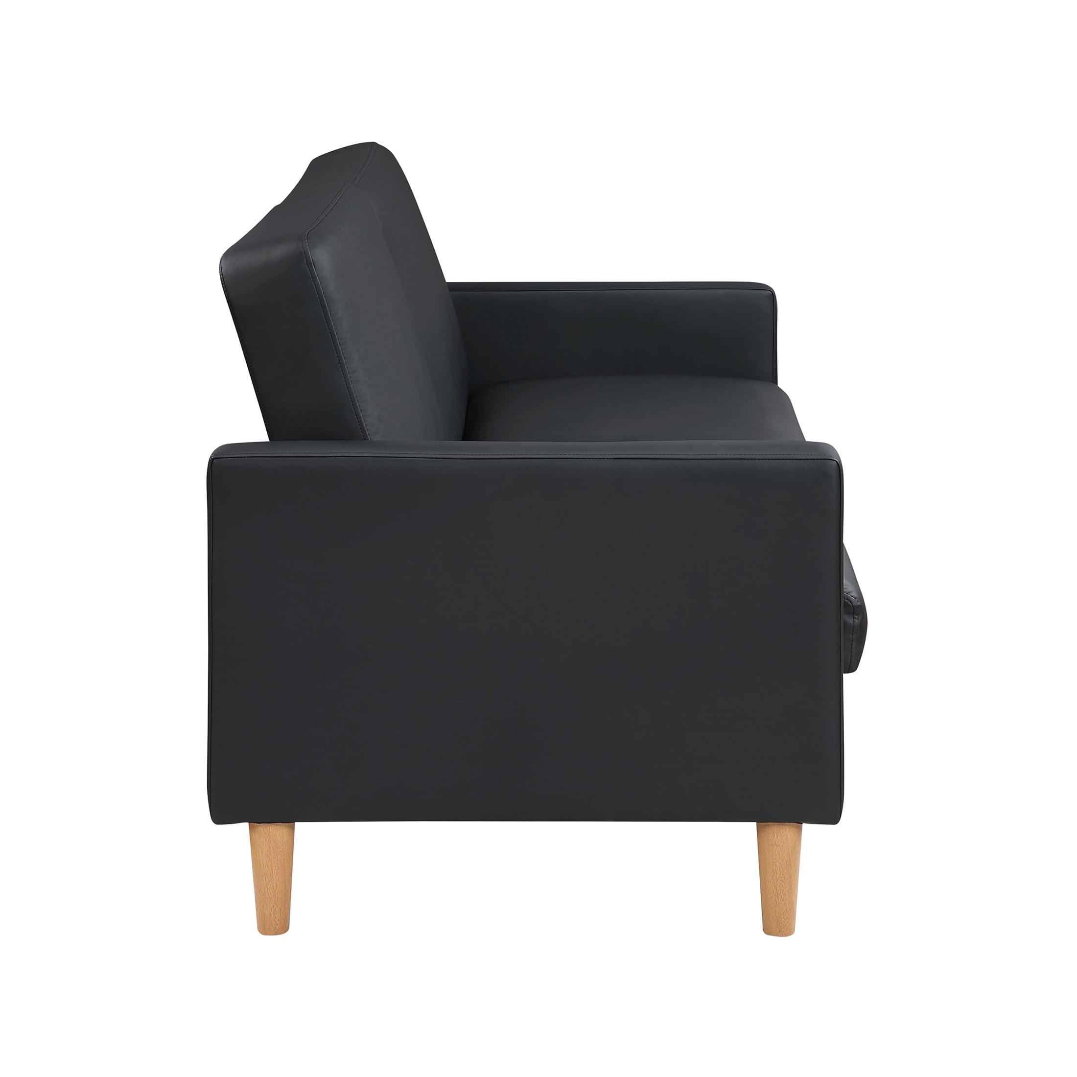 OakvillePark Cedarsong Faux Leather Convertible Sofa Bed, Black