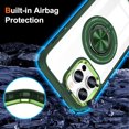thumbnail image 6 of For Apple iPhone 16 (6.1") Clear Transparent Back Hybrid with Rotate Ring Stand & MagSafe Compatible Shockproof Slim TPU PC Phone Case Cover by Xpression - Green, 6 of 8