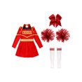 thumbnail image 5 of Aislor Kids Girls Cheerleading Uniform Long Sleeve Outfits Performance Dance Red C 12, 5 of 7