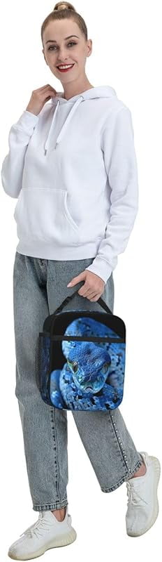 Snake Lunch Box Cool Blue Snake Lunch Bag Insulated Reusable Portable Lunch Tote Cooler Bag for Women Men Teens , Office Work Travel Lunchbox