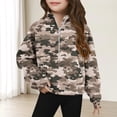 thumbnail image 2 of SERTG Big Girls Half Zipper Sweatshirt Stand Collar Thumb Loop Sleeves Hood Fall Winter Activewear Top for Girls 5-14 Years(Army Green,5 Years), 2 of 5
